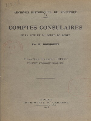 cover image of Comptes consulaires de la cité et du bourg de Rodez